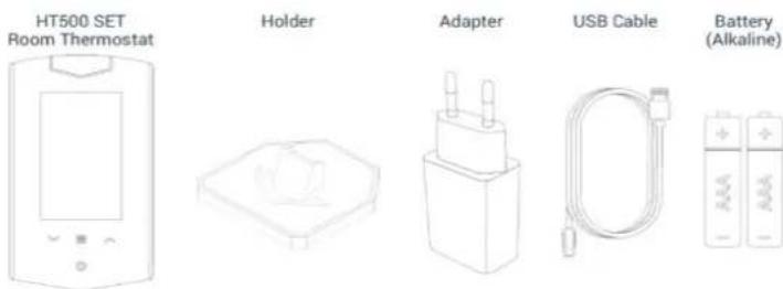 HT500 SET Room Thermostat Holder Adapter USB Cable Battery (Alkaline)