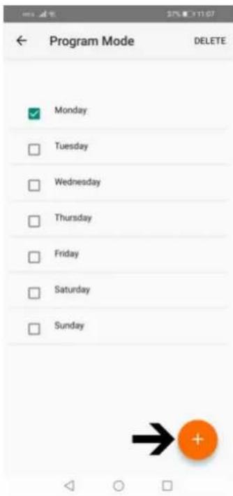 Program Mode DELETE Monday Tuesday Wednesday Thursday Friday Saturday Sunday