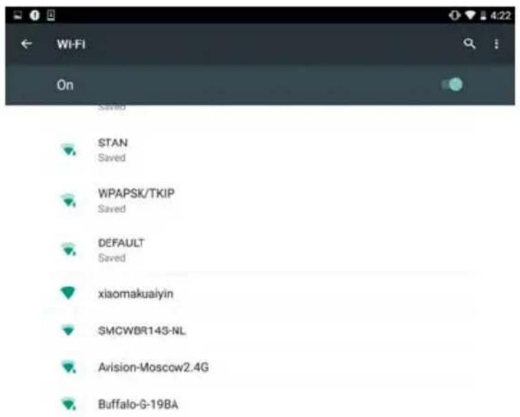 Wi-Fi On Saved STAN Saved WPAPSK/TKIP Saved DEFAULT Saved xiaomakuaiyin SMCWBR14S-NL Avision-Moscow2.4G Buffalo-G-19BA