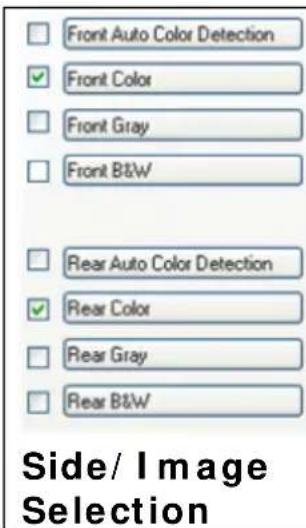 Front Auto Color Detection ✓ Front Color Front Gray Front B&W Rear Auto Color Detection ✓ Rear Color Rear Gray Rear B&W Side/ Image Selection
