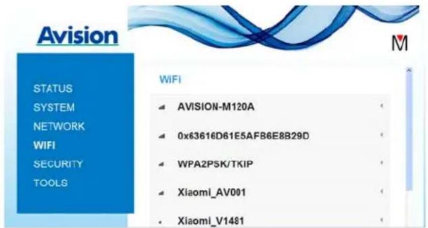 Avision STATUS SYSTEM NETWORK WIFI SECURITY TOOLS WIFI AVISION-M120A 0x63616D61E5AF86E8B29D WPA2PSK/TKIP Xiaomi_AV001 Xiaomi_V1481
