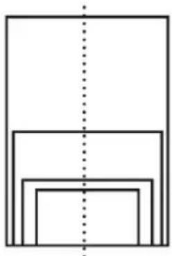 Simple geometric diagram with nested rectangles and a vertical dotted line (no text or symbols)