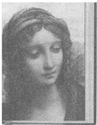 Portrait of a woman with closed eyes, wearing a dark top and light garment (no visible text or symbols)