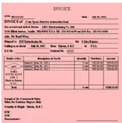 INVOICE ANCO S. 123-03 Date: July 20, 2002 INVOICE OF : 5 late Spces Data for Automation South For account and related Msrs: ANCO Manufacturing Co., Ltd. 3246 Hillton Avenue, Seattle, WA 90081 U.S.A Rd. 253-918-6639 and 204 Tax 253-923-6688 Aidc. Mr. Bond Wang Origin by: SST Technologies No. For U-l…