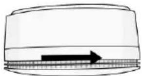 Simple line drawing of a cylindrical object with a horizontal arrow indicating direction (no text or symbols)