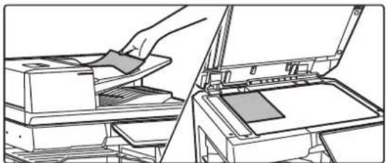Line drawing showing a hand inserting a card into a printer rack (no text or symbols)
