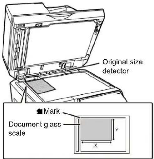 Original size detector Mark Document glass scale X Y