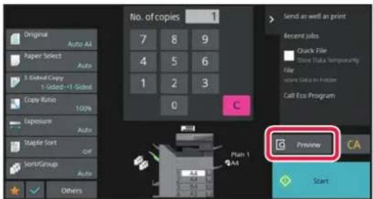 Original Auto All Paper Select Auto 3. Send Copy 1-Sided → 1-Sided Copy Ratio 100% Exposure Auto Staple Sort Off Sort/Group Auto Others No. of copies 1 7 8 9 4 5 6 1 2 3 0 C Send as well as print Recent jobs Quick File Store Data Temporarily File Store Data in Folder Call Eco Program Preview CA Star…
