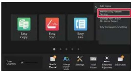 MP Flash Pattern Setting Change Text Colour On Home Screen Key Transparency Setting Easy Copy Easy Scan Easy Fax Tuner Quantity OK User's Vaccine Image Display Music Settings Total Course Rightmost Adjustment Job Status