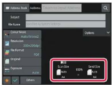 Address Book Address Touch to Input Address Subject File Name Certified by System Settings Colour Mode Auto/Mono2 Resolution 200x200dpi File Format PDF Original Exposure Auto Others Scan Size 100% Send Size Auto Auto AA AA