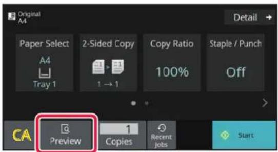 Original A4 Detail Paper Select A4 Tray 1 2-Sided Copy 1 → 1 Copy Ratio 100% Staple / Punch Off Preview Copies Recent jobs Start