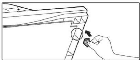 Line drawing of a hand adjusting a 3D structural component with a circular detail (no text or symbols)