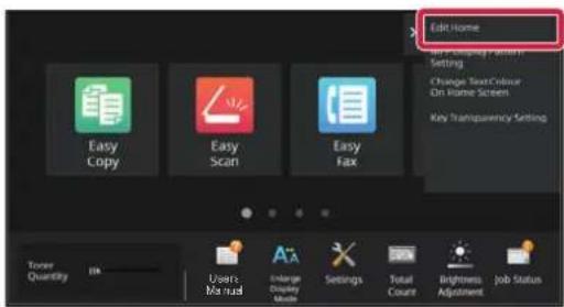 Edit Home Easy Copy Easy Scan Easy Fax Options Quantity Users Manual Display Music Settings Total Course Brightness Adjustment Job Status