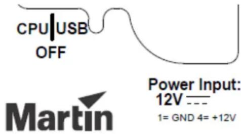 CPU/USB OFF Power Input: 12V --- 1= GND 4= +12V Martin