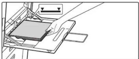 Diagram of a hand inserting a device into a tray with a slide, showing mechanical components and a directional arrow (no text or symbols).
