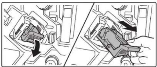 Mechanical assembly diagram showing two views of a device with arrows indicating motion (no text or symbols).