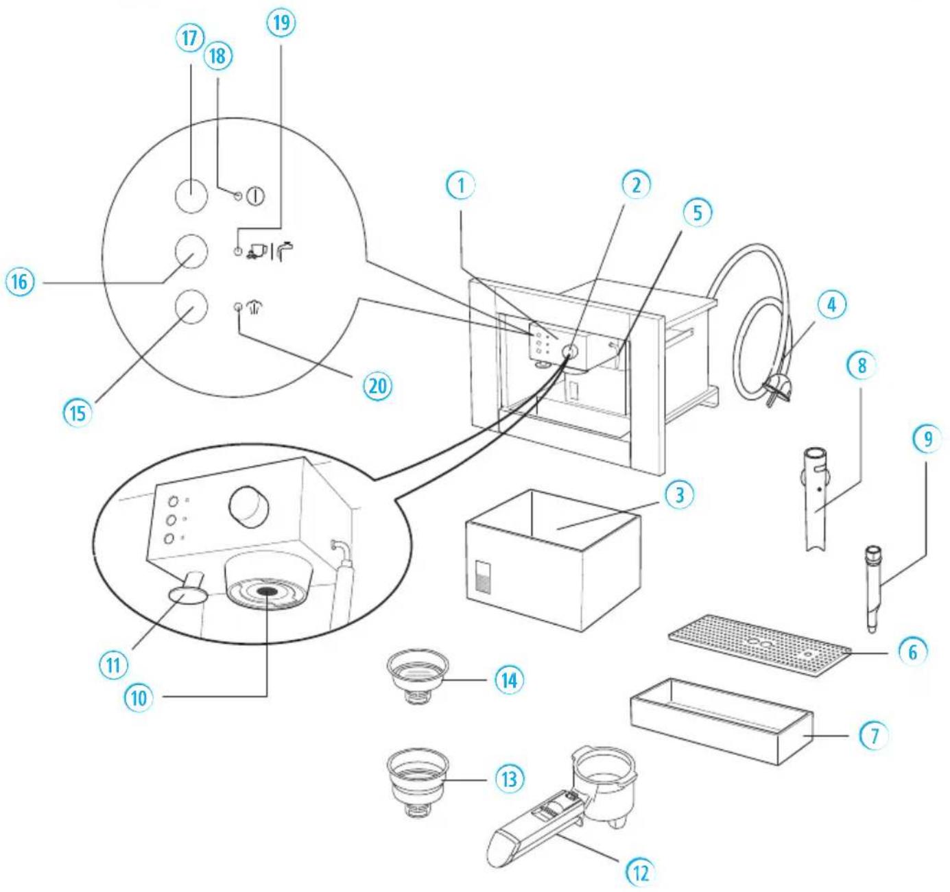 Exploded diagram of a laboratory instrument with numbered parts for identification and assembly reference.