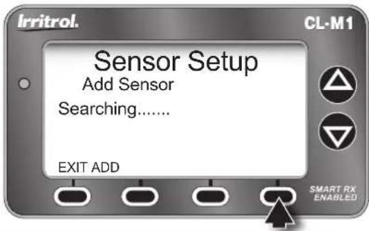 Irritrol. Sensor Setup Add Sensor Searching...... EXIT ADD SMART RX ENABLED CL-M1