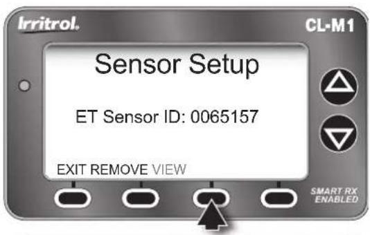 Irritrol. Sensor Setup ET Sensor ID: 0065157 EXIT REMOVE VIEW SMART RX ENABLED CL-M1