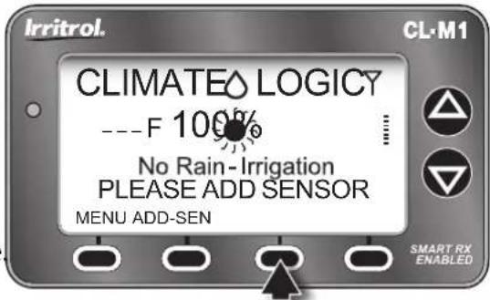 Irritrol. CL-M1 CLIMATE LOGICY ---F 100% No Rain-Irrigation PLEASE ADD SENSOR MENU ADD-SEN SMART RX ENABLED