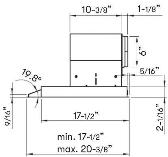 10-3/8" 1-1/8" 6" 5/16" 19.8° 9/16" 17-1/2" 2-1/16" min. 17-1/2" max. 20-3/8"
