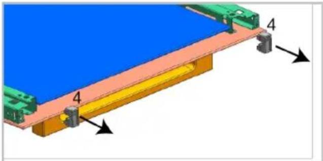 3D diagram of a mechanical assembly with colored components and directional arrows (no text or symbols)