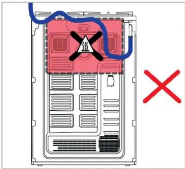 Diagram of a server rack with warning symbol and red X mark indicating no error or absence.