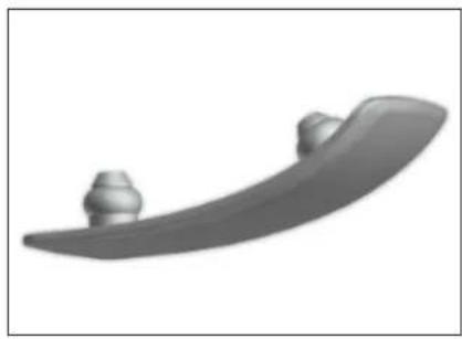 3D rendered image of a curved gray object with two small protrusions (no text or symbols)