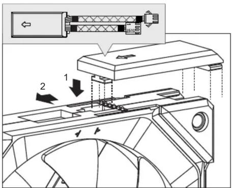 Technical diagram showing mechanical assembly with labeled components and directional arrows indicating motion or movement