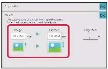 Copy Ratio: By Axis. The copy ratio is calculated from specified boxes. For the image set and the finished size. Image: Not input mm, Finished: Not input mm, Copy Ratio: 0 %