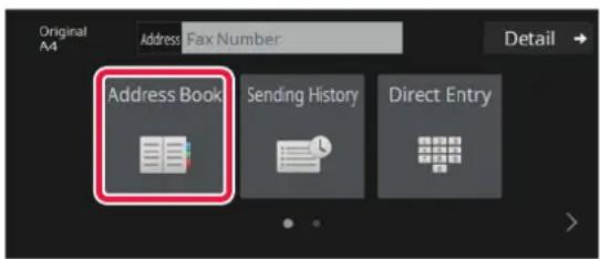 Original A4 Address Fax Number Detail Address Book Sending History Direct Entry