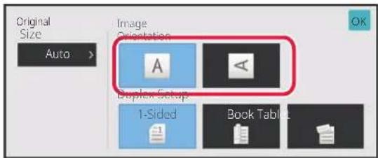 Original Size Auto > Image Orientation A Duplex Setup 1-Sided Book Table OK