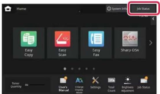 Home System Info Job Status Easy Copy Easy Scan Easy Fax Sharp OSA Toner Quantity User's Manual Enlarge Display Music Settings Total Count Brightness Adjustment job Status