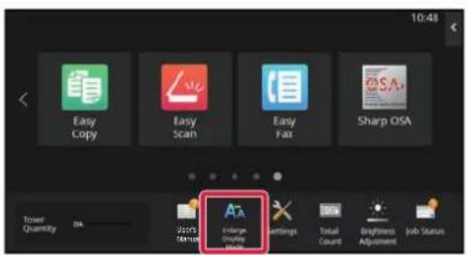 10:43 Easy Copy Easy Scan Easy Fax Sharp OSA Tower Quantity User Personnel Orange Display Options Settings Total Count Brightness Adjustment Job Status