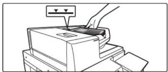 Illustration of a hand inserting a card into a printer (no text or symbols visible).