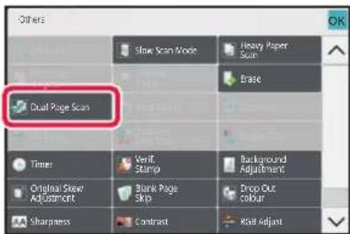 Dual Page Scan, Timer, Original Skew Adjustment, Sharpness, Show Scan Mode, Verify Stamp, Blank Page Skip, Contract, Heavy Paper Scan, Erase, Background Adjustment, Drop Out Colour, Kali Adjust.