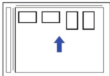 Simple diagram with four empty rectangular boxes and a blue upward arrow inside a larger rectangle (no text or symbols).