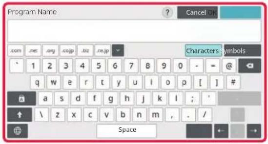 Program Name Cancel OK Characters symbols 1 2 3 4 5 6 7 8 9 0 - - @ q w e r t y u l o p [ ] # a s d f g h j k l ;' \ z x c v b n m , . / Space