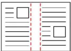 Scanned document page with placeholder text and two blank square boxes, separated by a red dashed line.