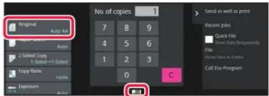 Original Auto All New Copy Auto 1-Sided Copy 1-Sided -> 1-Sided Copy Ratio 100% Exposure Auto No. of copies 1 7 8 9 4 5 6 1 2 3 0 Send as well as print Recent jobs Quick File from data temporarily File from data to folder Call Eco Program