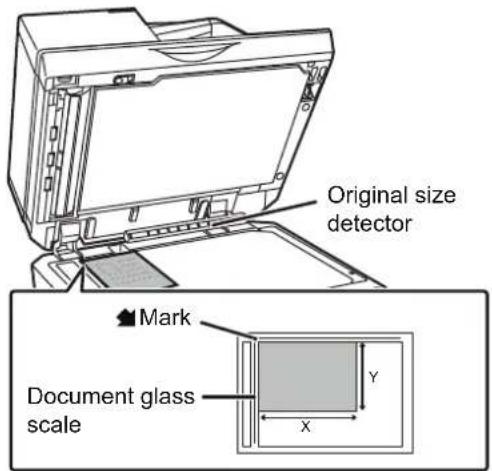 Original size detector Mark Document glass scale X Y