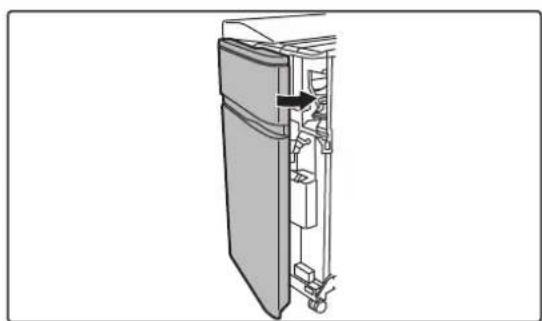 Diagram of a refrigerator interior showing internal compartments and doorways.