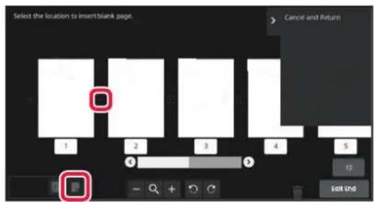 Select the location to insert/blank page. Cancel and Return 1 2 3 4 5 Edit End