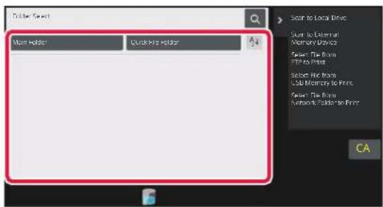 User Secret Main Holder QuickFile Holder Select to Local Drive Start to External Memories Service Select File From Print to Print Select File From Auto Memory to Print Select File From Network Feedback to Print CA