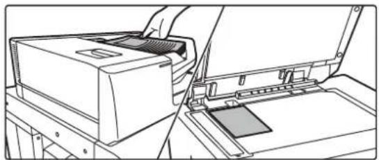 Line drawing of a printer being inserted into a rack, showing internal components and no text or symbols