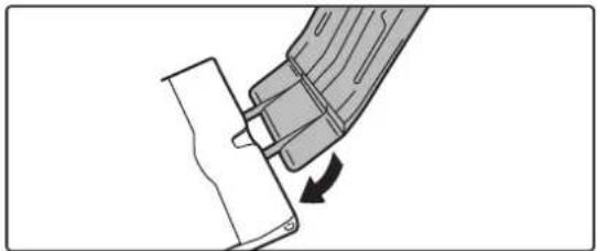 Diagram showing a mechanical component with an arrow indicating rotation or movement (no text or symbols present)