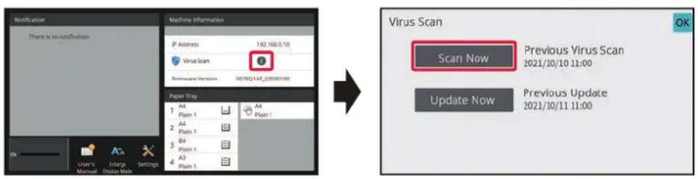 Notification: There is no notification. Machine Information: IP Address 182.168.0.10. Virus Scan. Formative Version 0078Q1AJ_23030100. Paper Tray: 1 A4 Plain 1, 2 A4 Plain 1, 3 B4 Plain 1, 4 A3 Plain 1. Virus Scan: Scan Now, Previous Virus Scan 2021/10/10 11:00. Update Now, Previous Update 2021/10/1…