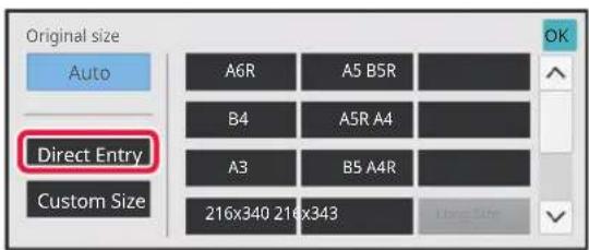Original size Auto A6R A5 B5R B4 A5R A4 A3 B5 A4R 216x340 216x343 Direct Entry Custom Size OK