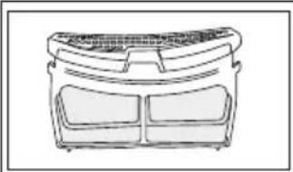 Line drawing of a multi-panel refrigerator with front and back panels (no text or symbols).