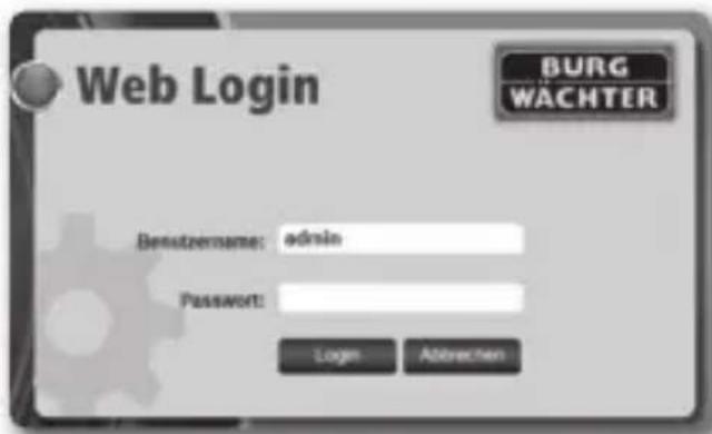 Web Login BUNG WÄCHTER Benstzernname: admin Password: Login Abbrachten